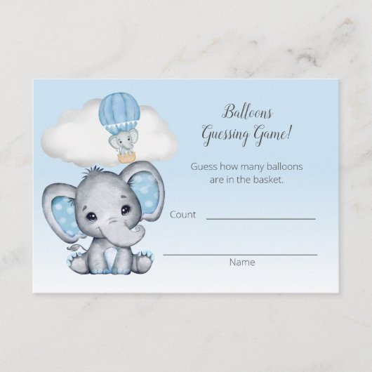 ゾウ熱気球男の赤ちゃん推測数 エンクロージャーカード (正面)