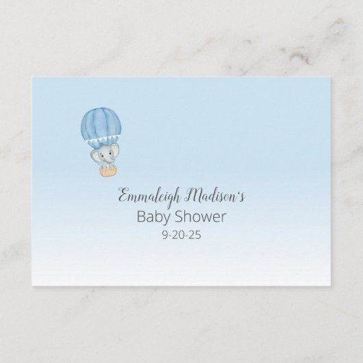 ゾウ熱気球男の赤ちゃん推測数 エンクロージャーカード (裏面)