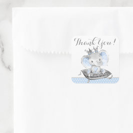 ゾウ王子ベビシャワーステッカー スクエアシール