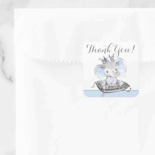 ゾウ王子ベビシャワーステッカー スクエアシール