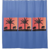 ゾウ王室のンシーン付きブルーシャワーカーテン シャワーカーテン (正面)