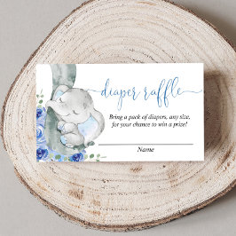 ゾウ男の子のシャワーおむつラッフルカード エンクロージャーカード