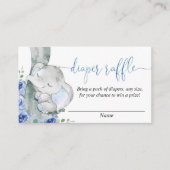 ゾウ男の子のシャワーおむつラッフルカード エンクロージャーカード (正面)