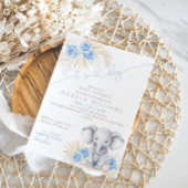 ゾウ男の子サファリのボホフローラ赤ちゃんシャワー 招待状