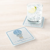 ゾウ男の赤ちゃんシャワー ガラスコースター (アングル)