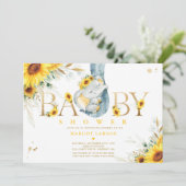 ゾウ男女兼用ヒマワリ赤ちゃんシャワー 招待状 (スタンド正面)