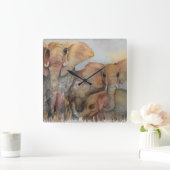 ゾウ科 スクエア壁時計 (ホーム)