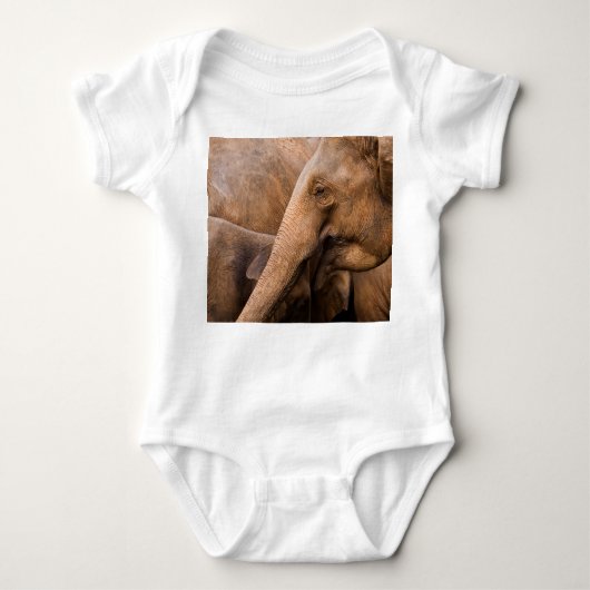 ゾウ科:野生動物威厳のある科 ベビーボディスーツ (正面)
