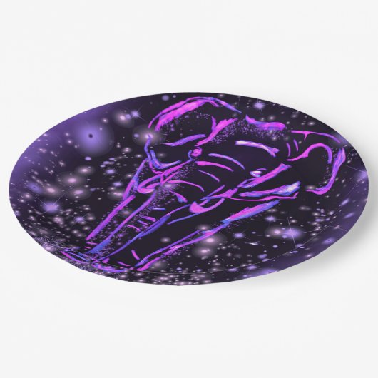 ゾウ紙プレートインパープルピンク星空の夜 ペーパープレート (アングル)