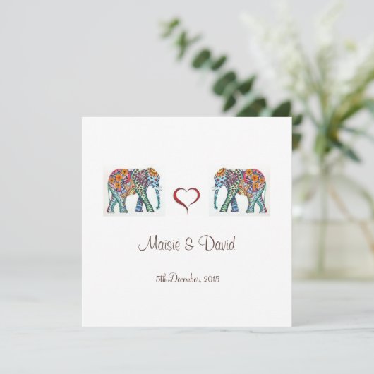 ゾウ結婚式招待状 招待状 (スタンド正面)