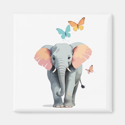 ゾウ絵を描ベクター愛らしいおもしろい遊動物 マグネット (正面)