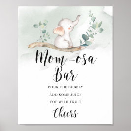 ゾウ緑ユーカリ桃バー徴候 ポスター