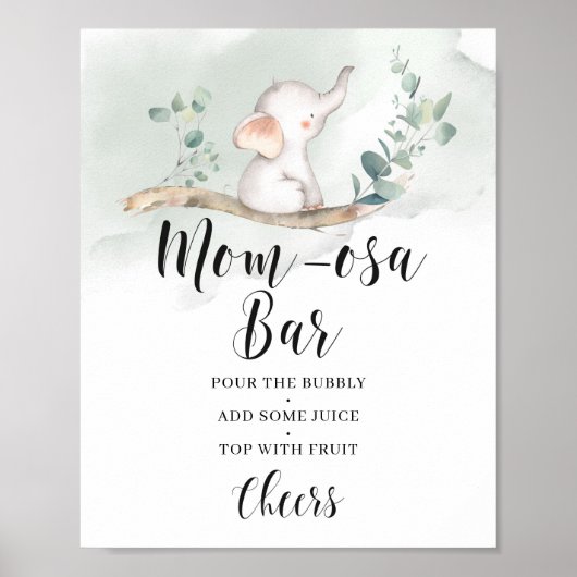 ゾウ緑ユーカリ桃バー徴候 ポスター (正面)