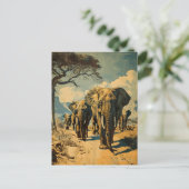 ゾウ群ヴィンテージ ポストカード (スタンド正面)