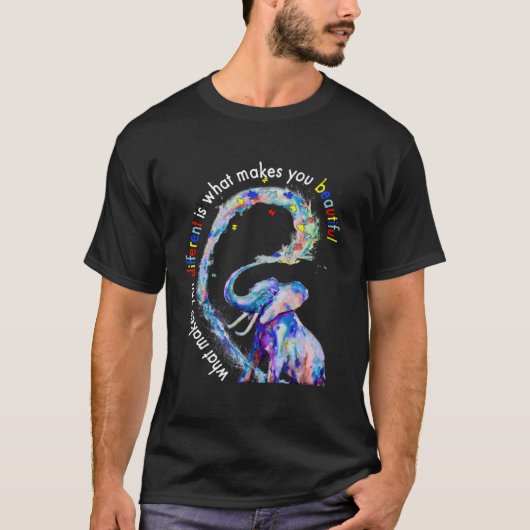 ゾウ自閉症の意識違うを高める Tシャツ (正面)