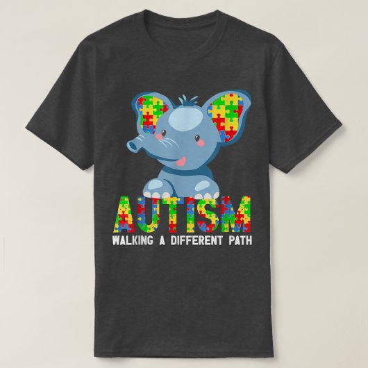 ゾウ自閉症歩くa違うパス tシャツ (デザイン正面)
