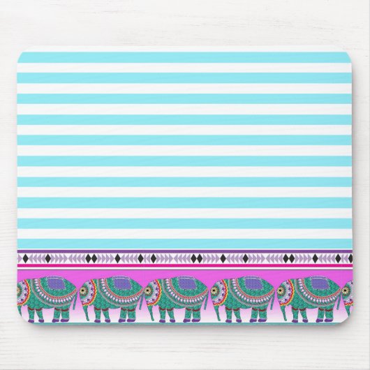 ゾウ華美ンアクアストリップトレンディー マウスパッド (正面)