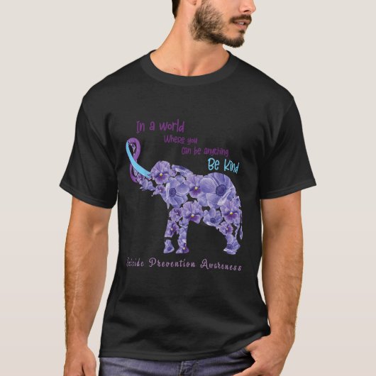 ゾウ親切なセミコロン自殺防止アワル Tシャツ (正面)