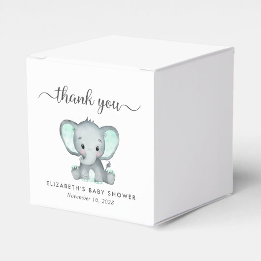 ゾウ赤ちゃんシャワーありがとう フェイバーボックス (正面サイド)