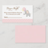 ゾウ赤ちゃんシャワーおむつラッフルチケット エンクロージャーカード (正面/裏面)