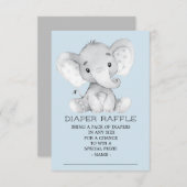 ゾウ赤ちゃんシャワーおむつラッフルチケット エンクロージャーカード (正面/裏面)