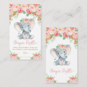 ゾウ赤ちゃんシャワーおむつラッフルベビーガール エンクロージャーカード (正面/裏面)