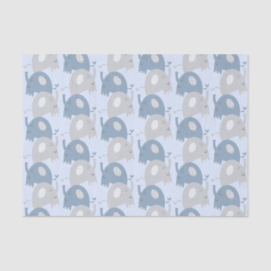 ゾウ赤ちゃんシャワーほこりっぽい青い工芸品 薄葉紙 (正面)