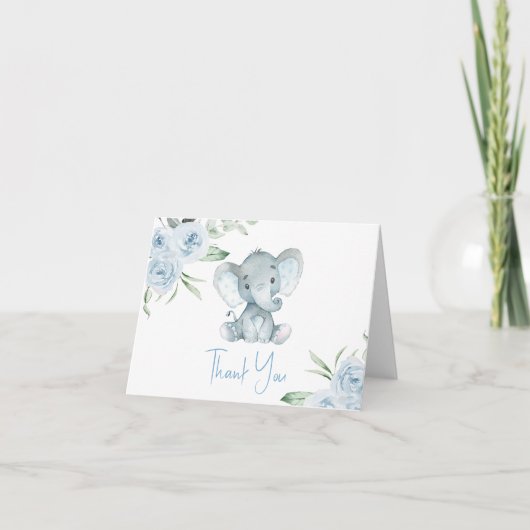 ゾウ赤ちゃんシャワーサンキューカード サンキューカード (正面)