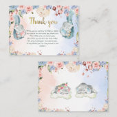 ゾウ赤ちゃんシャワーサンキューカード、ジェンダー表示 エンクロージャーカード (正面/裏面)