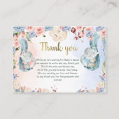 ゾウ赤ちゃんシャワーサンキューカード、ジェンダー表示 エンクロージャーカード (正面)