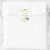 ゾウ赤ちゃんシャワーステッカー黄色いグレーシェブロン ラウンドシール (バッグ)