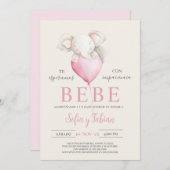 ゾウ赤ちゃんシャワースペインの招待状 招待状 (正面/裏面)