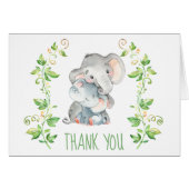 ゾウ赤ちゃんシャワーパーティーありがとうノートカード (正面横)
