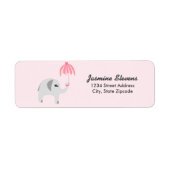 ゾウ赤ちゃんシャワーピンク傘 ラベル (正面)