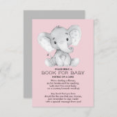 ゾウ赤ちゃんシャワーベビー用ブック エンクロージャーカード (正面/裏面)
