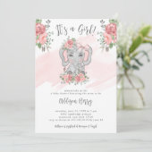 ゾウ赤ちゃんシャワー女の子招待状 招待状 (スタンド正面)