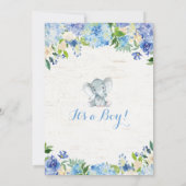 ゾウ赤ちゃんシャワー招待状素朴ボーイシャワー 招待状 (裏面)