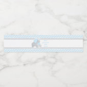 ゾウ赤ちゃんシャワー水ボトルラベルブルーグレー ペットボトルラベル (シングルラベル)