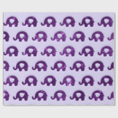 ゾウ赤ちゃんシャワー男の子ラベンダーパープルスパーク ラッピングペーパー (フラット)