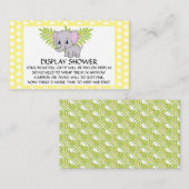 ゾウ赤ちゃんシャワー男女兼用ディスプレイシャワー エンクロージャーカード (正面/裏面)