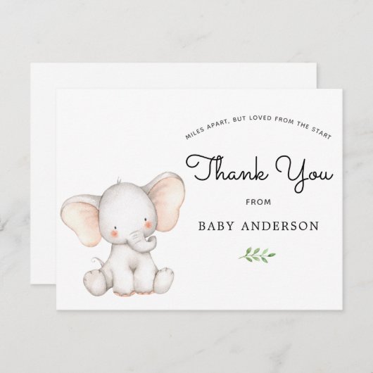 ゾウ赤ちゃんシャワーbyメールありがとう (正面/裏面)