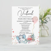 ゾウ金ゴールドグリッターバルーンバーチャルシャワー 招待状 (スタンド正面)