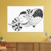 ゾウ頭ゼンスタイルドードル6 キャンバスプリント (インサイチュ (リビング))