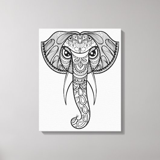 ゾウ頭ドードル11 キャンバスプリント (正面)