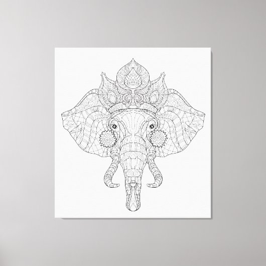 ゾウ頭Zendoodle 6 キャンバスプリント (正面)