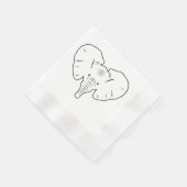 ゾウ顔のシルエット 縁ありカクテルナプキン (角)