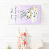 ゾウ風船パープル赤ちゃんシャワー女の子 横断幕 (インサイチュ)