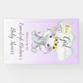 ゾウ風船パープル赤ちゃんシャワー女の子 横断幕 (横)