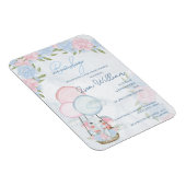 ゾウ風船ピンクフローラベビーシャワー招待状 マグネット (右側)