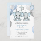 ゾウ風船水彩洗礼 招待状 (正面/裏面)